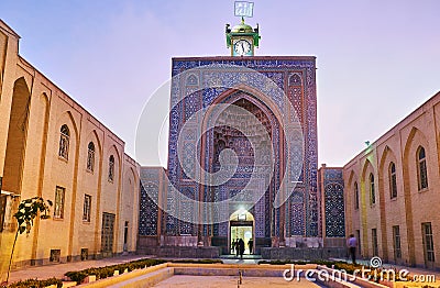 Jame Mosque entrance from Shohada Square, Kerman, Iran Editorial Stock Photo