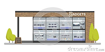 Facade of Gadgets and Electronics Store. Template concept for the website, advertising sales Stock Photo