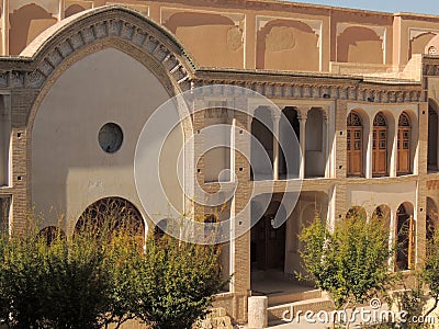Facade and galleries of Ameri palace of Kashan in Iran Stock Photo