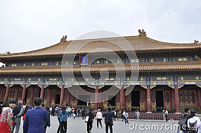 Beijing, 5th may: Gate of Supreme Harmony facade from the Forbidden City in Beijing Editorial Stock Photo