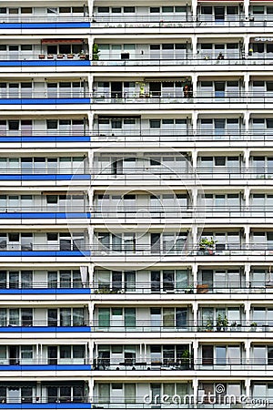 The facade of a high building with some balcony Stock Photo