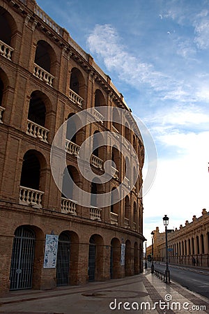 Vertical image of the bullring in the city of Valencia Spain Editorial Stock Photo