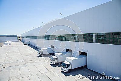 Facade of an industrial building and warehouse Stock Photo