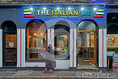 Facade of the Italian Job pizzeria and grill, Ambleside Editorial Stock Photo