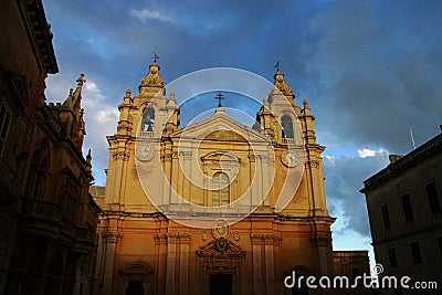 Facade of a Maltese Church Stock Photo