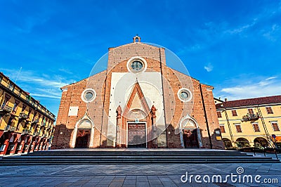 Facade of the Maria Vergine Assunta cathedral in Saluzzo, Italy. Stock Photo