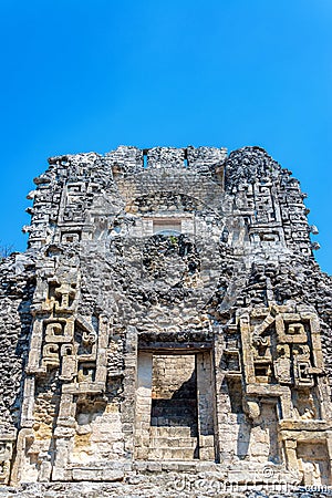 Facade of a Mayan Temple Stock Photo