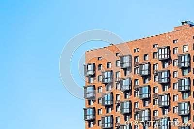 Facade of a modern skyscraper. Ð¡onstruction industry. Stock Photo