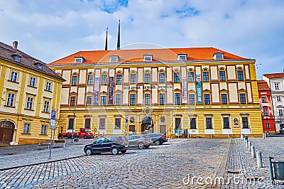Facade of Moravian Museum on Cabbage Market Square, on March 10 in Brno, Czech Republic Editorial Stock Photo