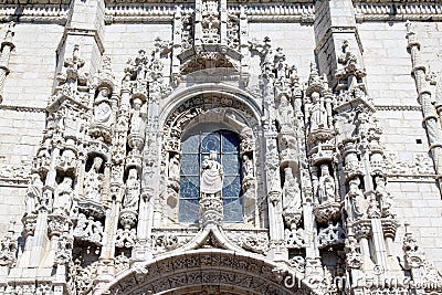 Facade of Mosteiro dos Jeronimos, Belem, Portugal Stock Photo