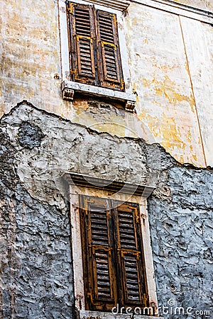Facade of an old building, Piran, Slovenia Stock Photo