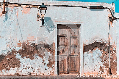 Facade of old Canarian house in the village of Teguise on the island of Lanzarote Stock Photo