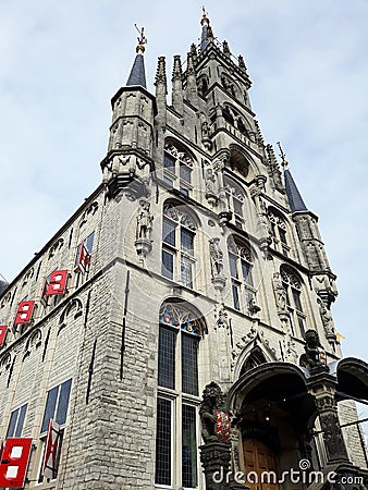 City Hall at Market Square in Gouda. Stock Photo