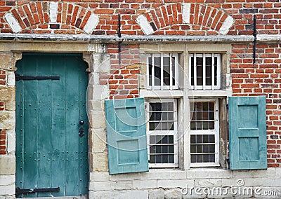 Facade of an old house in the center of Gent Stock Photo