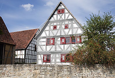 Facade of old house in FreilandsMuseum Stock Photo