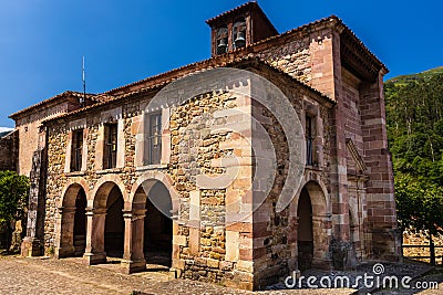 Facade of old stone Church of San Roque. Carmona, Cantabria, Spain Stock Photo
