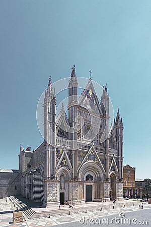 Facade of Orvieto Cathedral in Orvieto, Italy Editorial Stock Photo