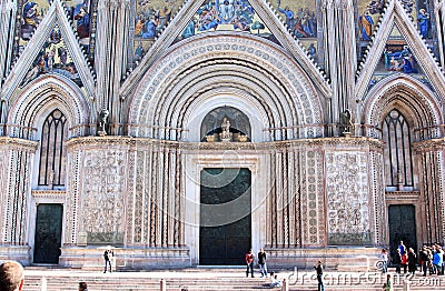 Facade of Orvieto Cathedral, Umbria, Italy Editorial Stock Photo