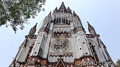 Facade of the Our Lady of Lourdes Church in Trichy, Tamil Nadu Stock Photo