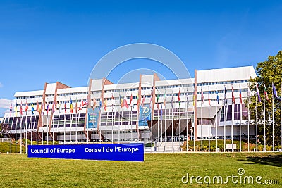 Facade of the palace of Europe, seat of the Council of Europe in Strasbourg, France Editorial Stock Photo