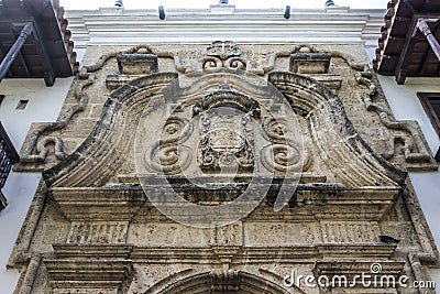 Facade of the Palace of the Inquisition in Cartagena, Colombia, South America Stock Photo