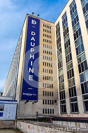Facade of the Paris Dauphine-PSL University, Paris, France Editorial Stock Photo