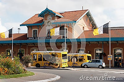 Arcachon France. The front of the railway station. Editorial Stock Photo