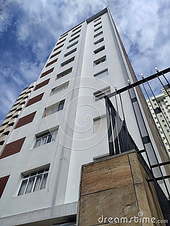 Facade of a residential building on Aclimacao district, Sao Paulo city, Brazil. Apartment condo in downtown. Real estate property. Editorial Stock Photo