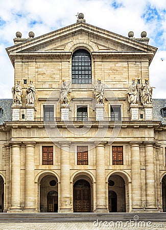 Facade of Royal Monastery Escorial (1584) near Madrid, Spain Stock Photo