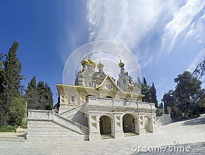 The facade of the Russian Orthodox Church of Mary Magdalene, Jerusalem Stock Photo