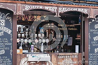 Facade of South West Saloon Bar inside Pop Brixton, London, UK Editorial Stock Photo