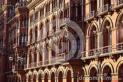 Facade of St. Pancras Renaissance Hotel, London Editorial Stock Photo