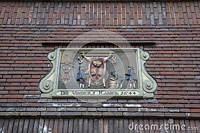 Facade Stone Die Vinders Kamer 1644 At Amsterdam The Netherlands 14-3-2022 Editorial Stock Photo