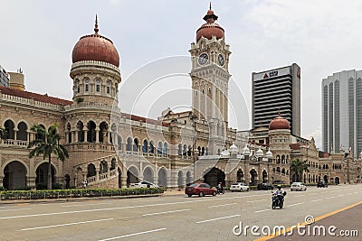 Facade of the Sultan Abdul Samad Building in Kuala Lumpur, Malaysia at noon Editorial Stock Photo