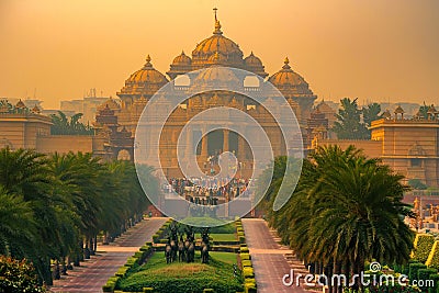 Facade of a temple Akshardham in Delhi, India Stock Photo