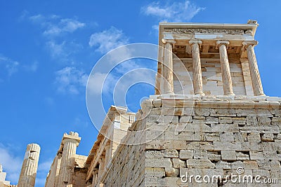 Facade of Temple of Athena Nike Stock Photo