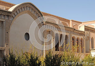 Facade, terraces of traditional palace house in Kashan, Iran Stock Photo