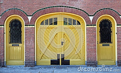 Facade with three doors Stock Photo