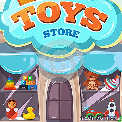 Facade of toy store. Vector illustration isolate on light background Vector Illustration