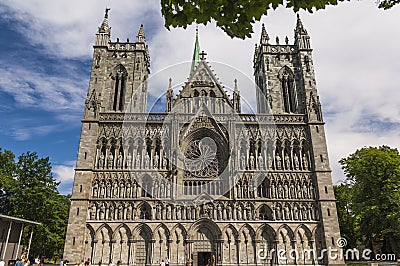 The Facade of Trondheim Cathedral Stock Photo