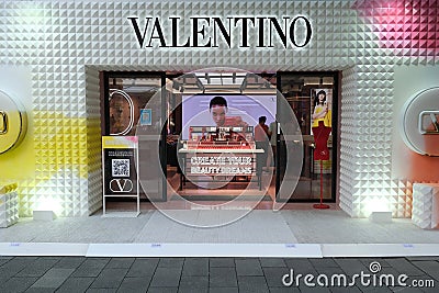 Facade of Valentino Beauty retail store Editorial Stock Photo