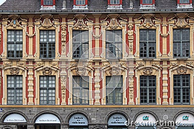 Facade - Vieille Bourse - Lille - France (2) Editorial Stock Photo