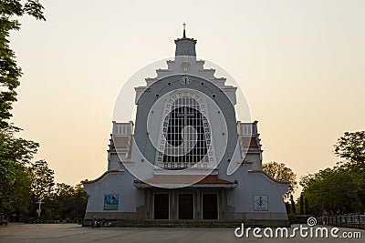 Facade View Of Our Lady of Perpetual Help Church (Redemptorist Church) At Sunset In Hue, Vietnam. Editorial Stock Photo