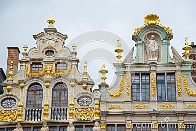 Facades of the Guildhalls on the Grand Place. Brussels, Belgium Stock Photo