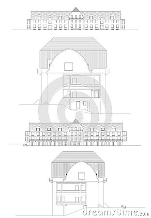 Facades of an hotel made in CAD Stock Photo