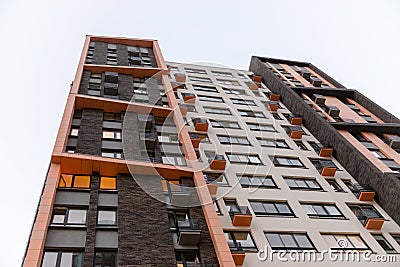 Facades of modern multi-storey buildings in Moscow Stock Photo