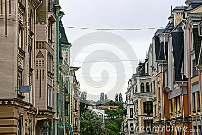 Facades of urban modern houses on a city street Stock Photo