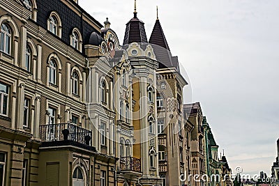 Facades of urban modern houses on a city street Stock Photo