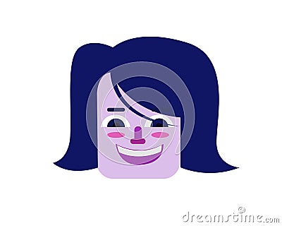 Purple woman face illustration in flat style Cartoon Illustration