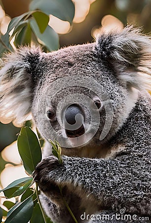the face of an adult koala marsupial Stock Photo
